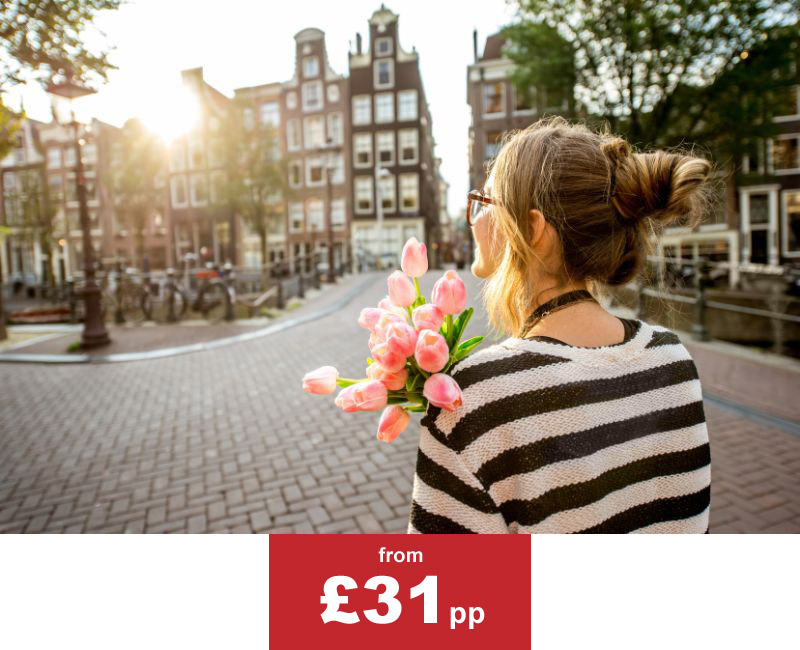 Girl with Flower in a City